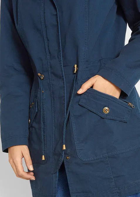Korte katoenen parka met opstaande kraag, getailleerd, bonprix