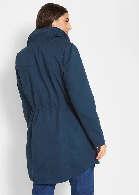 Korte katoenen parka met opstaande kraag, getailleerd, bonprix