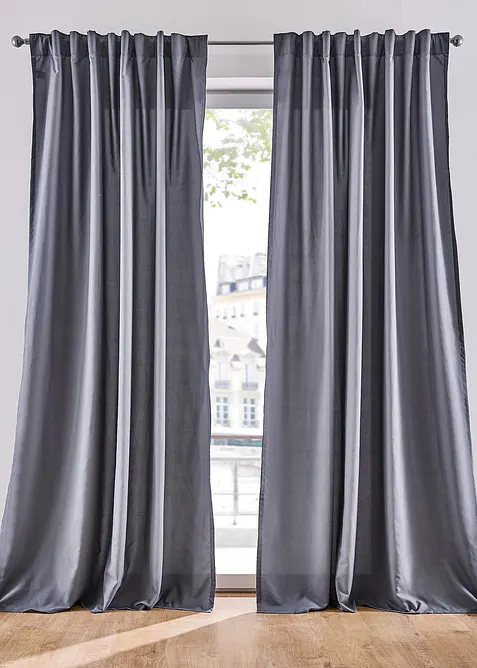 Onderhoudsvriendelijk microvezel gordijn (2 stuks), bonprix