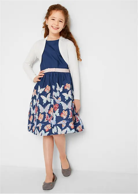 Meisjes jurk in A-lijn met vlinderprint, bonprix