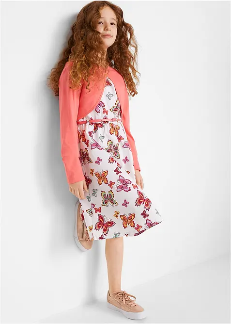 Meisjes jurk + riem + bolero (3-dlg. set), bonprix