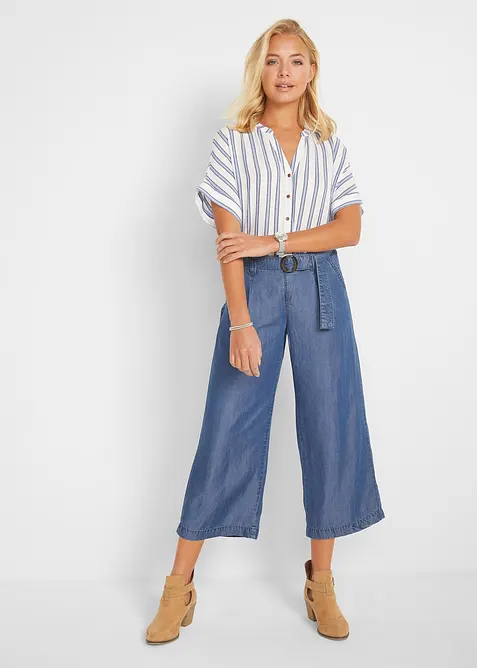 Crinkle blouse van soepele viscose, korte mouw, bonprix