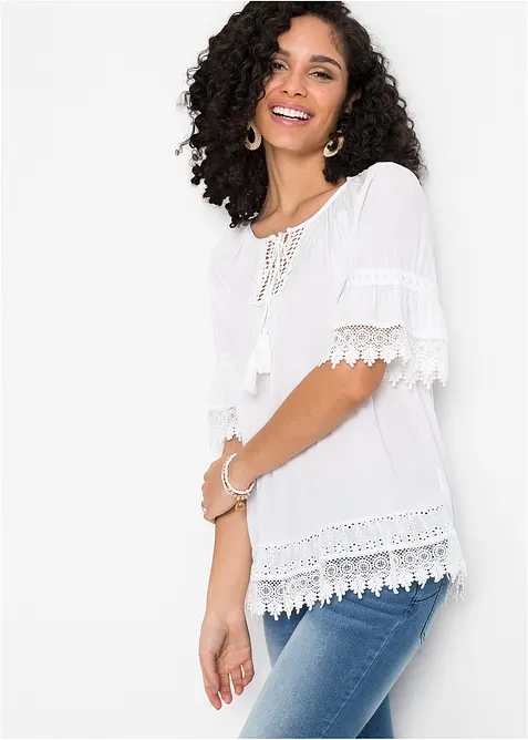 Tuniek met kant van zachte viscose, bonprix