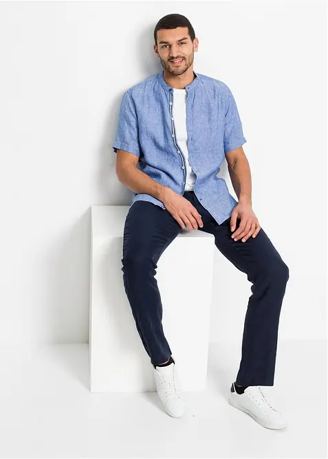 Regular fit linnen chino met comfortband, straight, bonprix