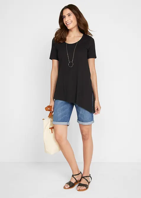 Asymmetrisch longshirt in een katoen-viscosemix, bonprix