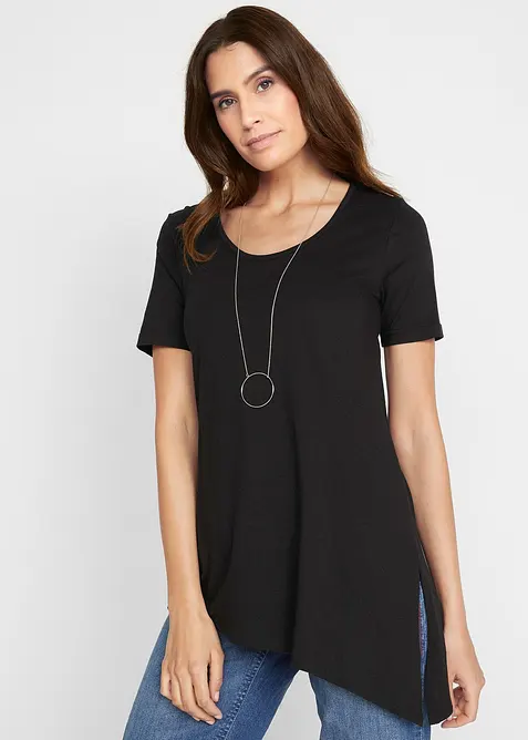 Asymmetrisch longshirt in een katoen-viscosemix, bonprix