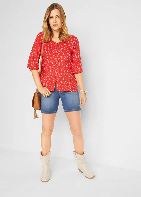 Stretch jeans short slim fit mid waist (set van 2), bonprix