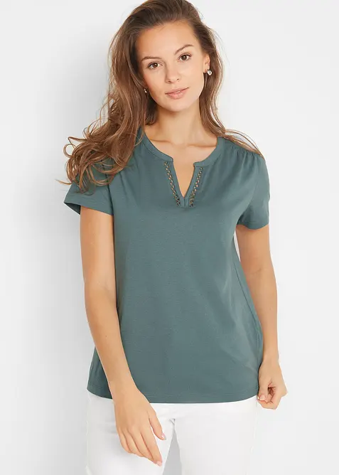Shirt met decoratieve halslijn, bonprix