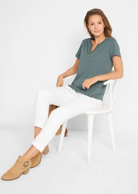 Shirt met decoratieve halslijn, bonprix