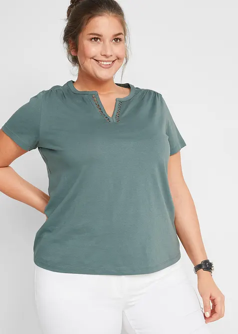 Shirt met decoratieve halslijn, bonprix