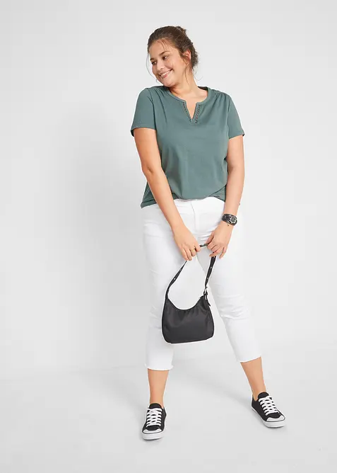 Shirt met decoratieve halslijn, bonprix