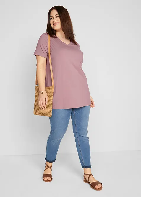 Basic longshirt met V-hals (set van 2), bonprix