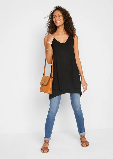 Dubbellaagse longtop in een viscosemix, bonprix