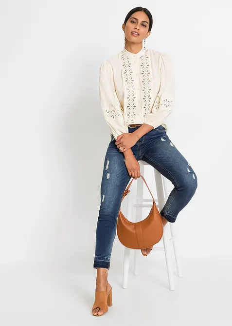 Blouse met kant van een soepele viscosemix, bonprix