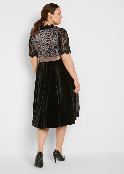 Dirndl met luipaardpatroon en schort (2-dlg. set), bonprix