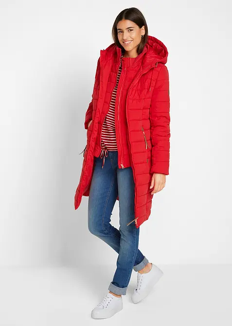 Lange gewatteerde jas, 2-in-1 look, bonprix