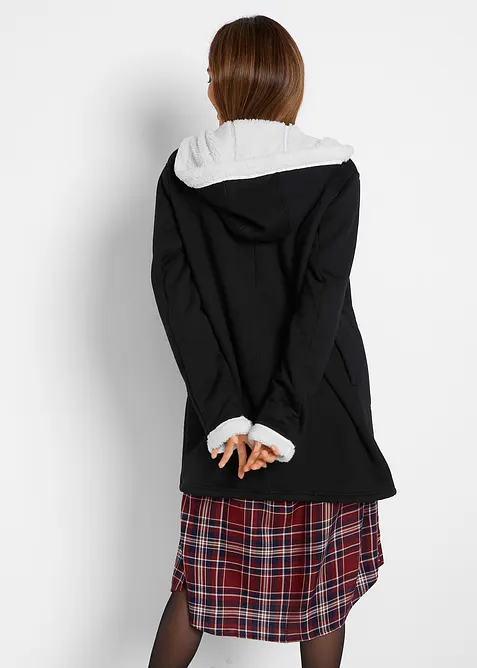 Sweatvest met capuchon en teddy, bonprix