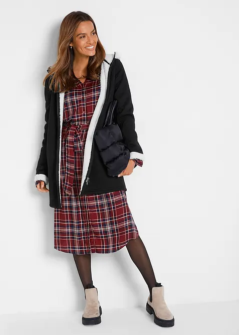 Sweatvest met capuchon en teddy, bonprix