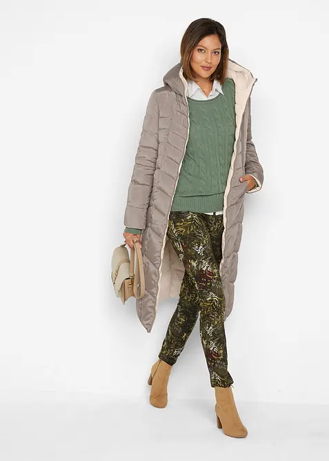 Lange gewatteerde jas, reversibel, bonprix