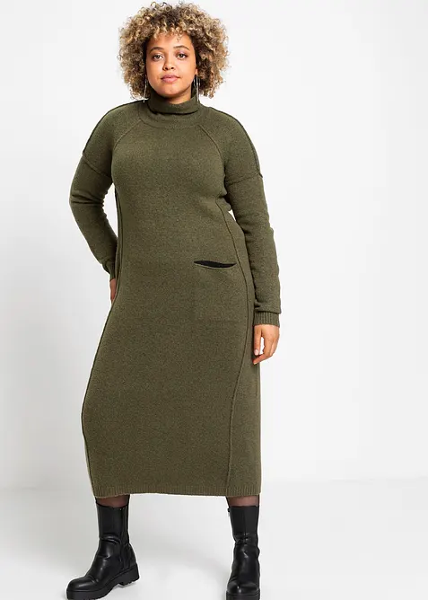 Gebreide jurk met een col, bonprix