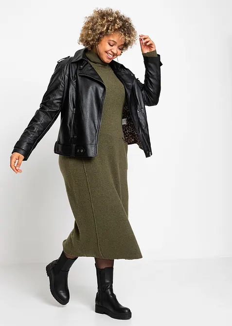 Gebreide jurk met een col, bonprix