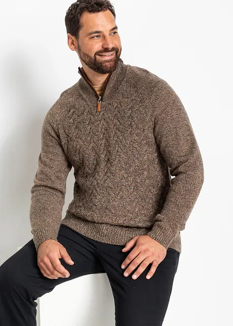 Schipperstrui met kabelpatroon en wol, bonprix