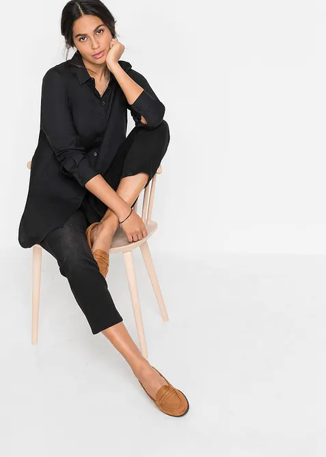 Lange overhemdblouse van viscose, bonprix