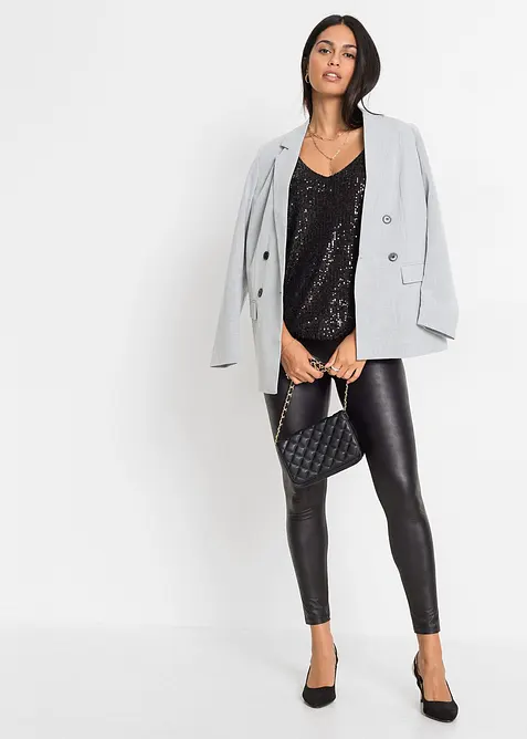 Top met spaghettibandjes en pailletten in een zachte viscosemix, bonprix