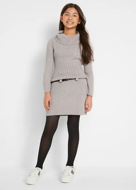 Gebreide jurk met ceintuur (2-dlg. set), bonprix