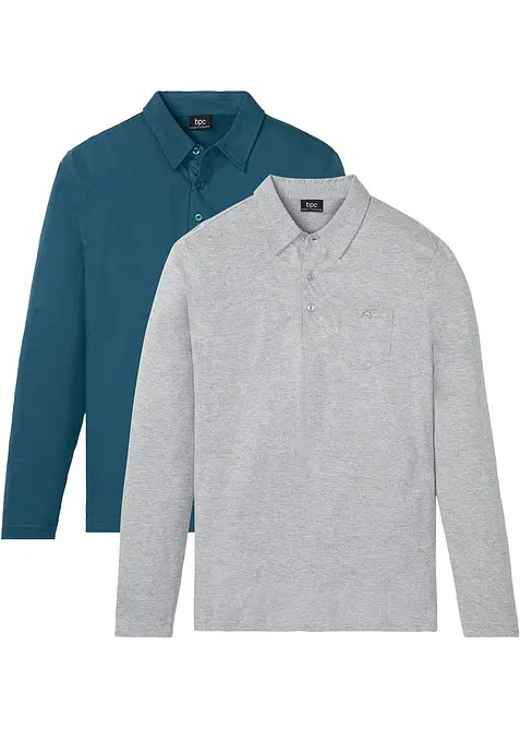 Poloshirt, lange mouw (set van 2), bonprix