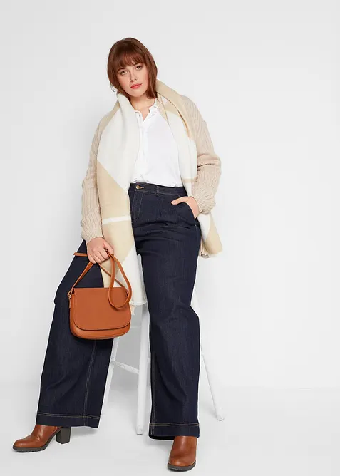 Wide leg jeans met comfortband, high waist, bonprix