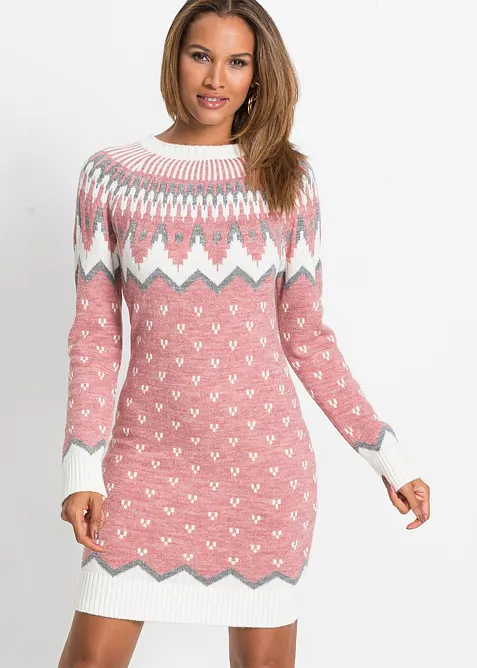 Gebreide jacquard jurk met Noors patroon, bonprix