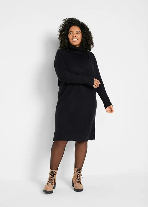 Oversized gebreide jurk met col, bonprix