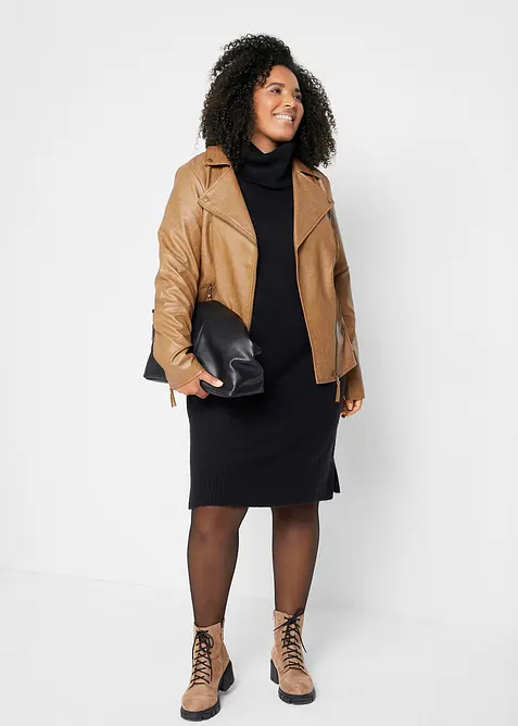 Oversized gebreide jurk met col, bonprix