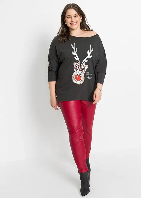 Off-shoulder shirt met kerstmotief, bonprix