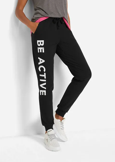 Joggingbroek van katoen met print, loose fit, bonprix