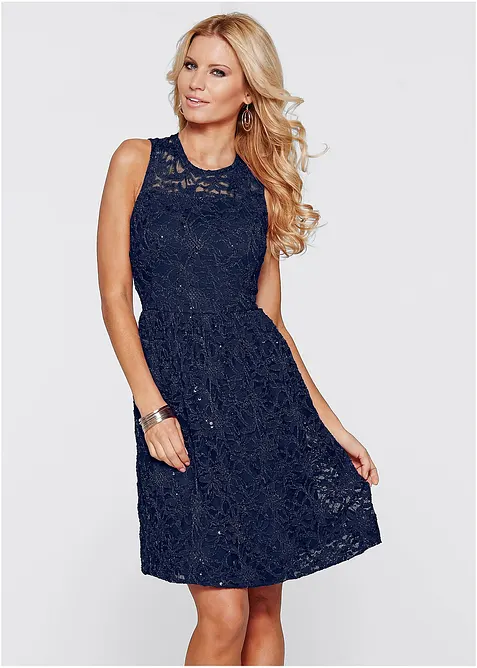 Kanten jurk met geborduurde pailletten, bonprix