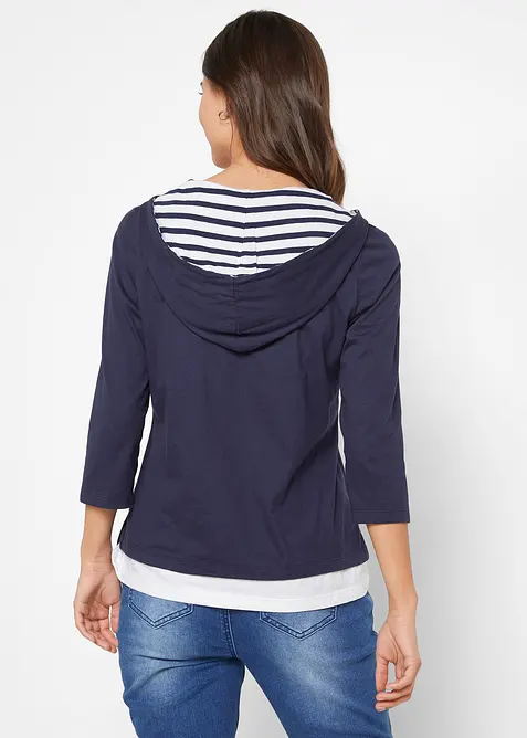 Hoodie van katoen met 3/4 mouw, bonprix