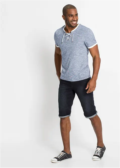 T-shirt met vetersluiting van biologisch katoen, bonprix