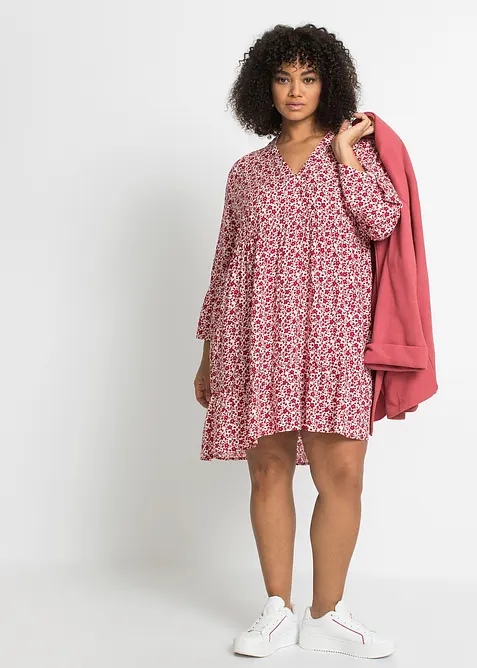 Mini jurk met volants van viscose, bonprix