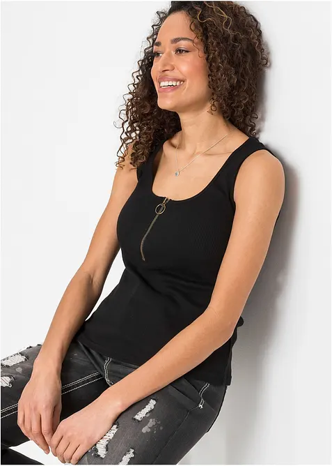 Geribde top van katoen, bonprix