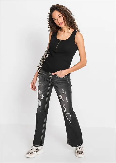 Geribde top van katoen, bonprix