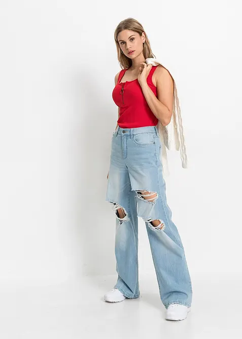 Geribde top van katoen, bonprix