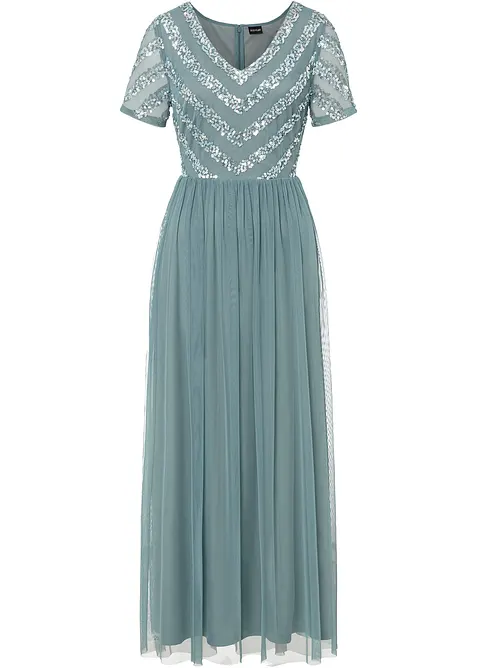 Maxi jurk met lovertjesborduursel, bonprix