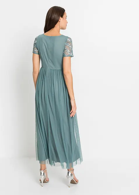Maxi jurk met lovertjesborduursel, bonprix