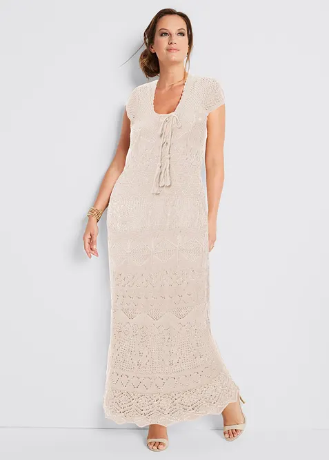 Gebreide jurk met ajourpatroon, bonprix