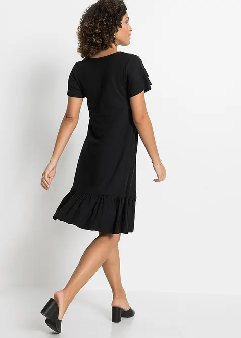 Jersey jurk met volants in een viscosemix, bonprix