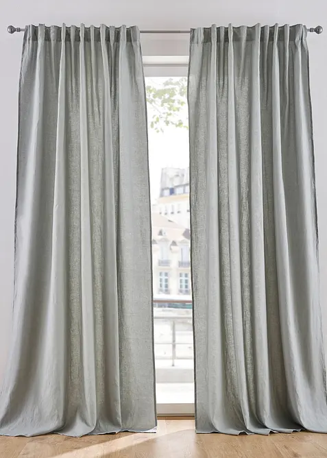 Katoenen gordijn met linnen (1 stuk), bonprix