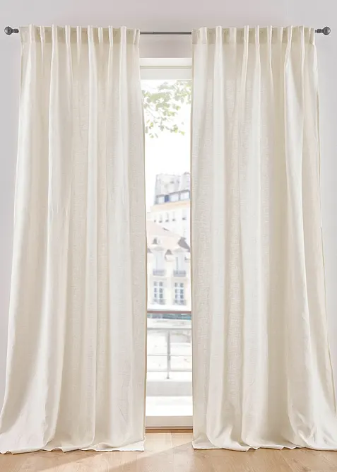 Katoenen gordijn met linnen (1 stuk), bonprix