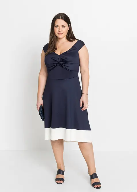 Carmen jurk met knoopdetail, bonprix